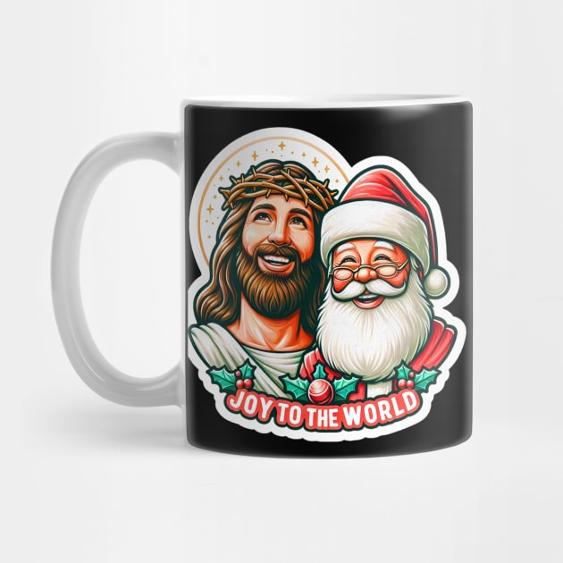 Joy To The World Jesus Santa Claus Merry Christmas by Plushism